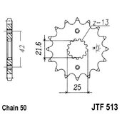 Reťazové koliečko JT JTF 513-18RB 18T, 530 pogumované